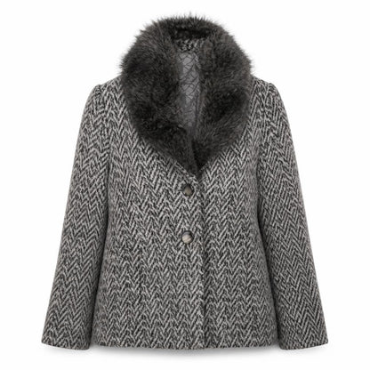 Per Una Womens Grey Geometric  Overcoat Coat Size 16