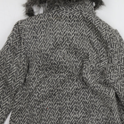 Per Una Womens Grey Geometric  Overcoat Coat Size 16