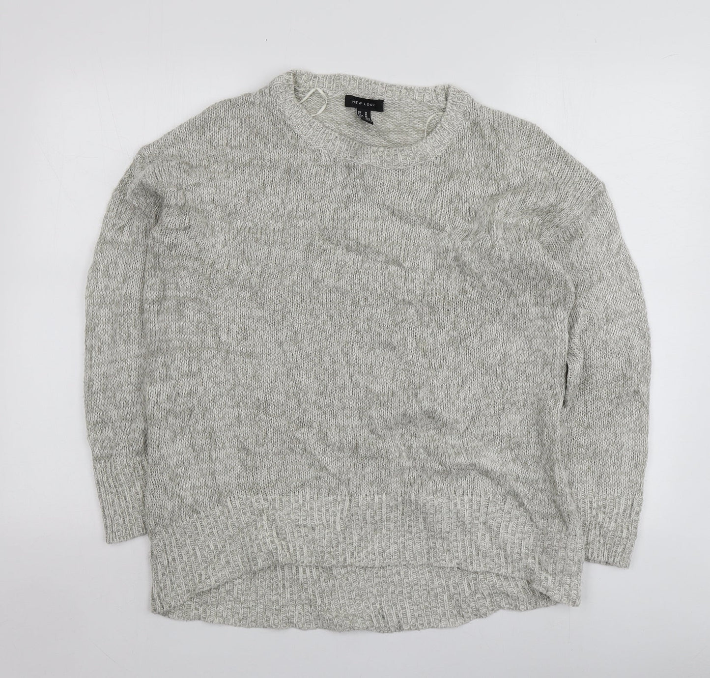 New Look Mens Grey Round Neck  Acrylic Pullover Jumper Size M