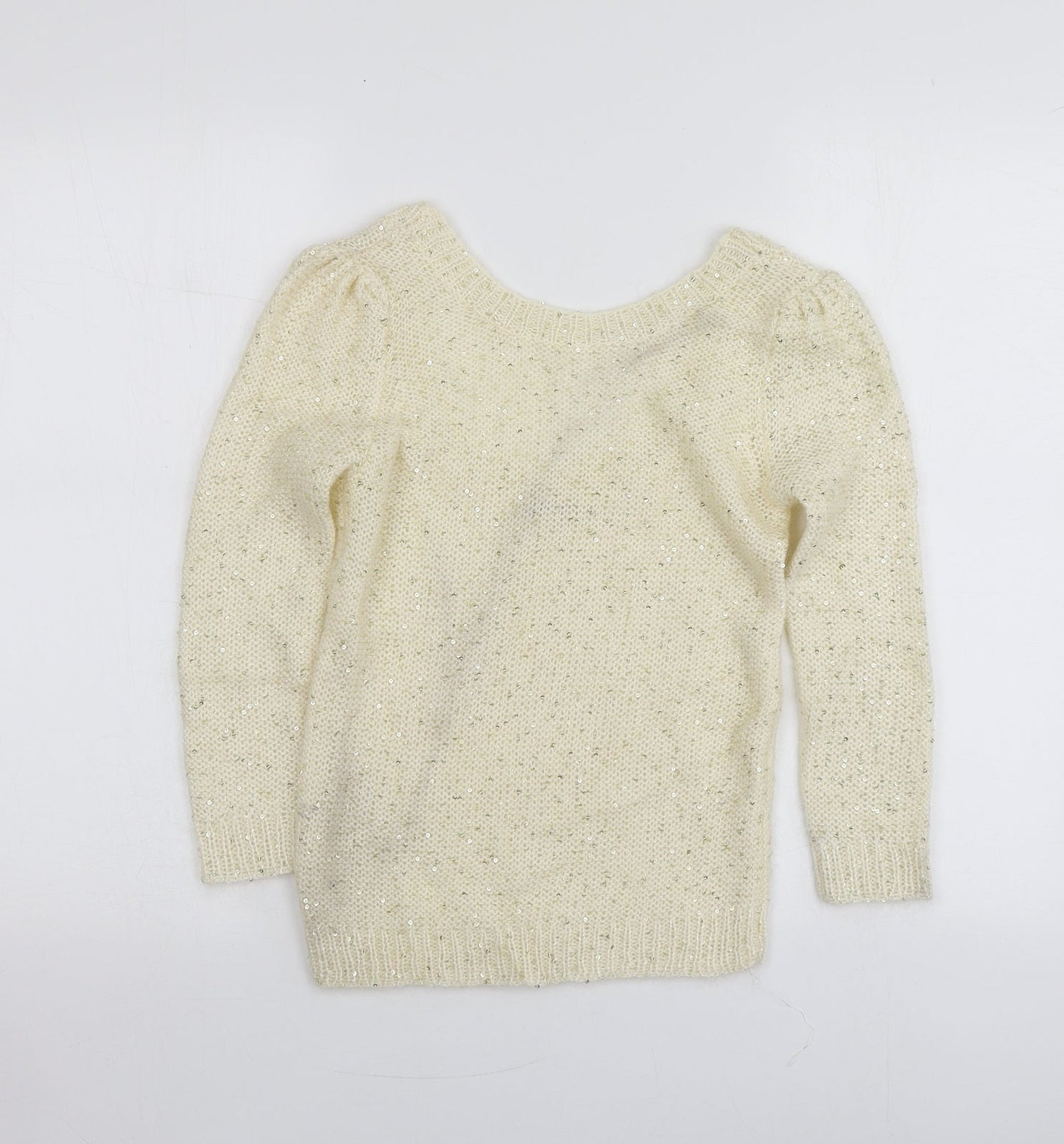 Kookai Womens Ivory Round Neck  Acrylic Pullover Jumper Size XS