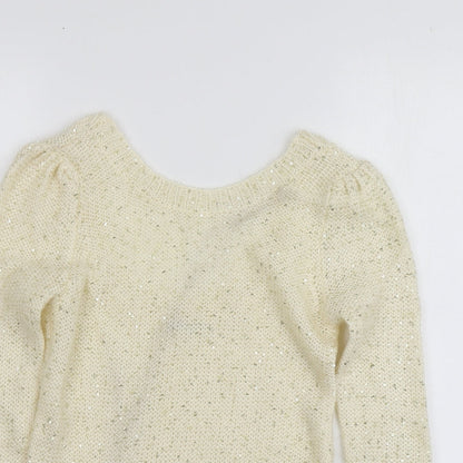 Kookai Womens Ivory Round Neck  Acrylic Pullover Jumper Size XS