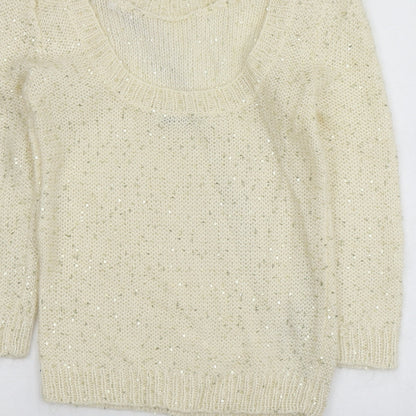 Kookai Womens Ivory Round Neck  Acrylic Pullover Jumper Size XS