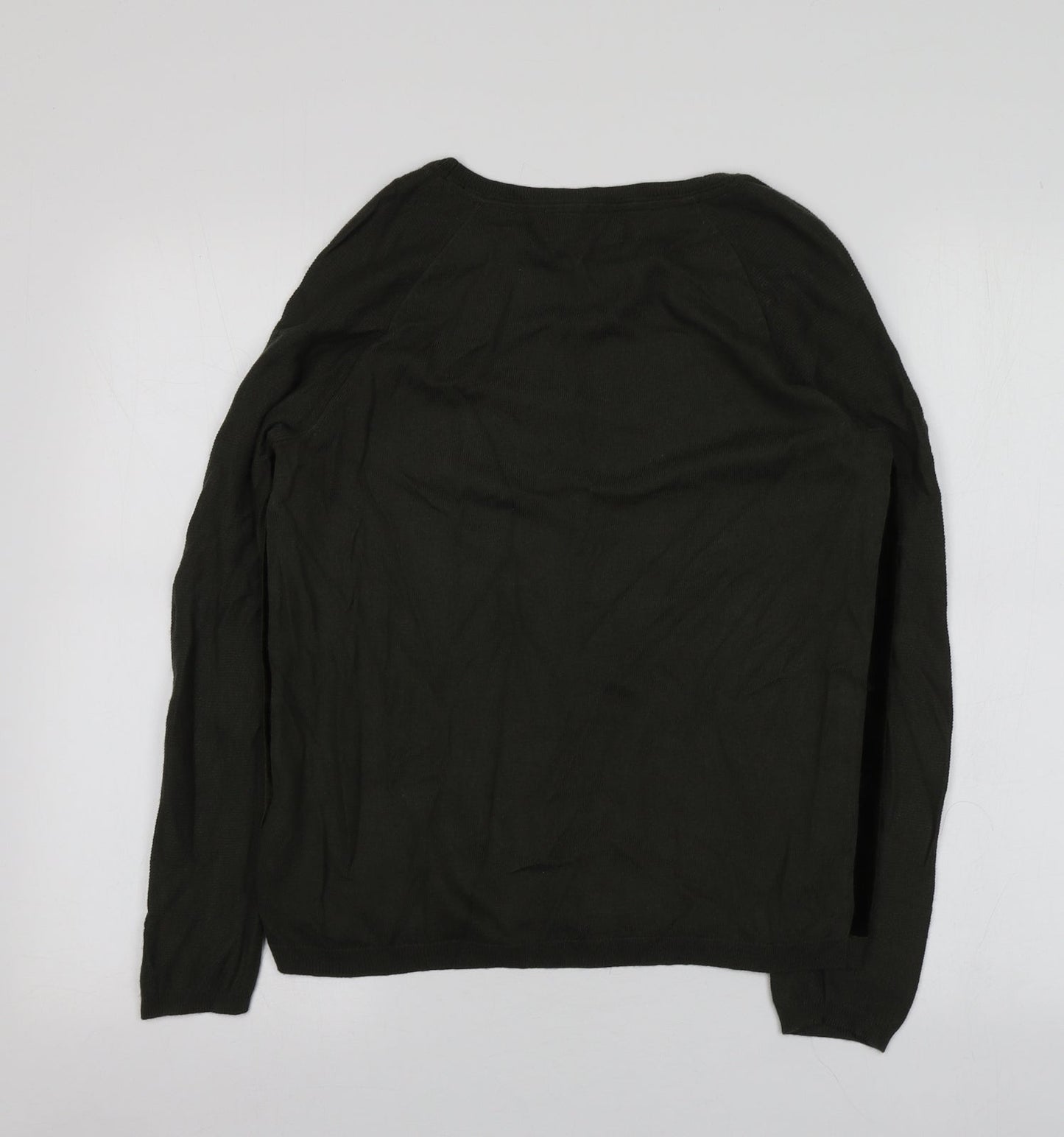 Pewr Una Womens Green Round Neck  Viscose Pullover Jumper Size 12