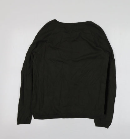 Pewr Una Womens Green Round Neck  Viscose Pullover Jumper Size 12