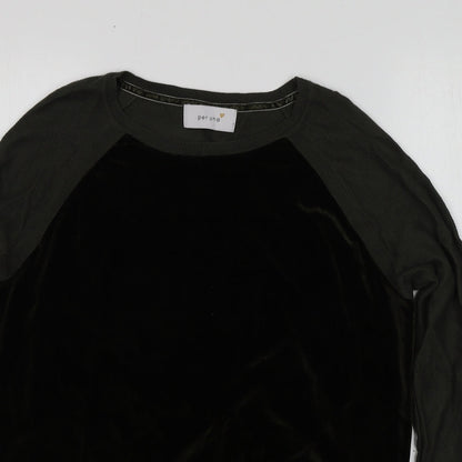 Pewr Una Womens Green Round Neck  Viscose Pullover Jumper Size 12