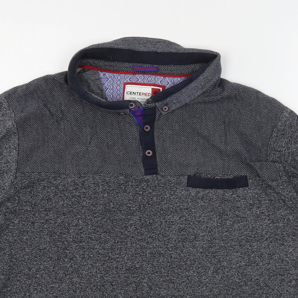 Cenrered Mens Grey  Cotton  Polo Size 2XL Collared