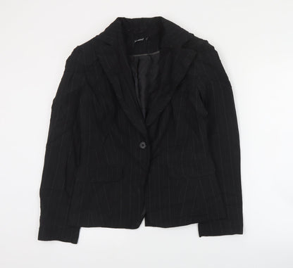 Primark Womens Black Striped Polyester Jacket Suit Jacket Size 10