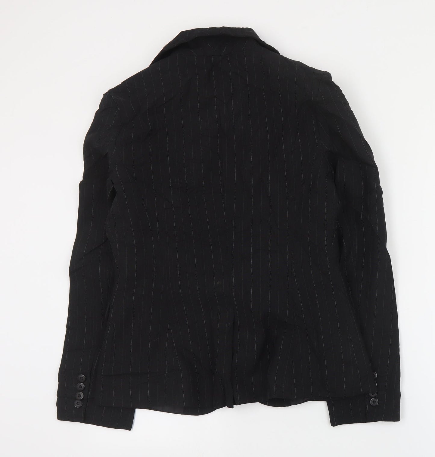 Primark Womens Black Striped Polyester Jacket Suit Jacket Size 10