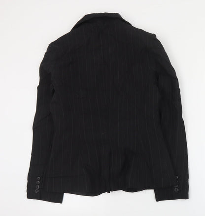 Primark Womens Black Striped Polyester Jacket Suit Jacket Size 10