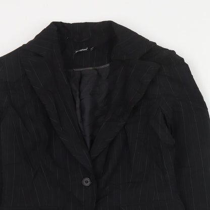 Primark Womens Black Striped Polyester Jacket Suit Jacket Size 10