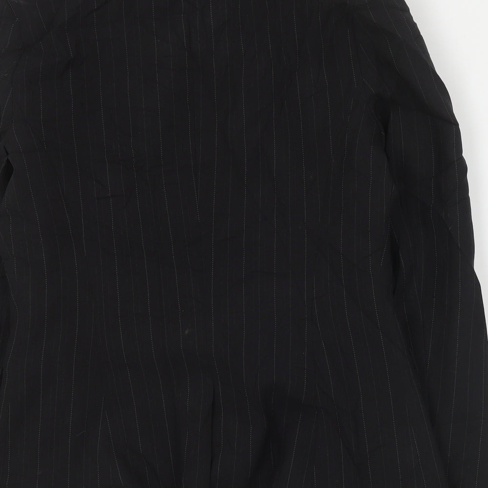 Primark Womens Black Striped Polyester Jacket Suit Jacket Size 10
