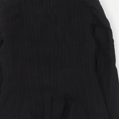 Primark Womens Black Striped Polyester Jacket Suit Jacket Size 10