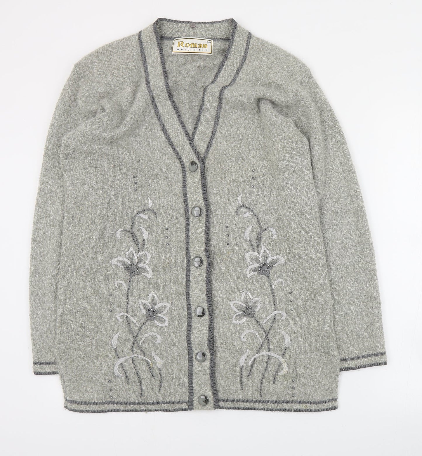 Womens UK Size S Roman Grey Cardigan Jumper