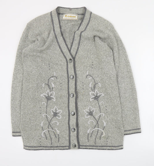 Womens UK Size S Roman Grey Cardigan Jumper