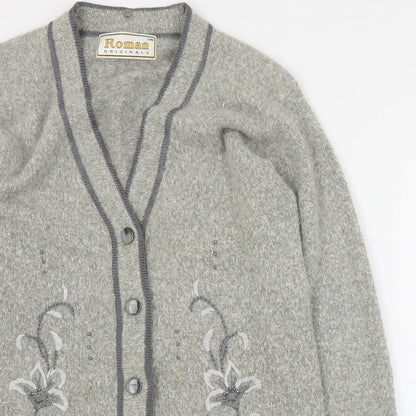 Womens UK Size S Roman Grey Cardigan Jumper