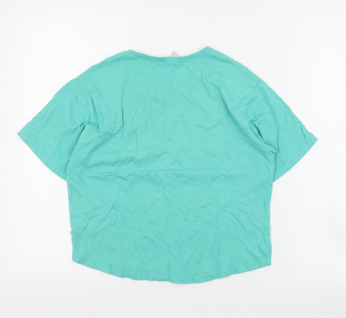 Miss Evie Girls Green  Cotton Cropped T-Shirt Size 13-14 Years Crew Neck Pullover - Slogan