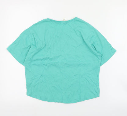 Miss Evie Girls Green  Cotton Cropped T-Shirt Size 13-14 Years Crew Neck Pullover - Slogan