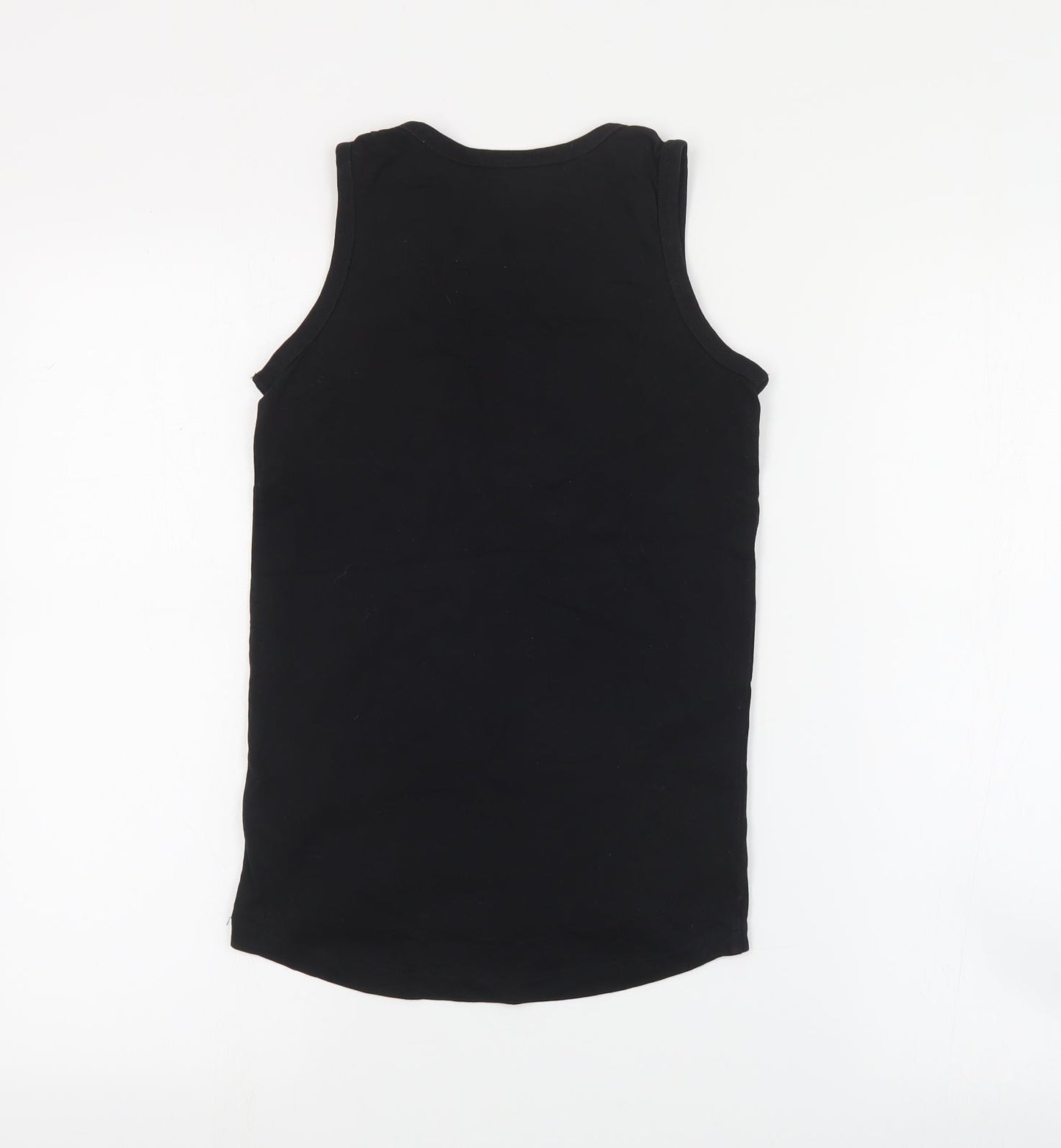 NEXT Boys Black  Cotton Basic Tank Size 8 Years Round Neck Pullover - NYC