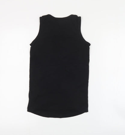 NEXT Boys Black  Cotton Basic Tank Size 8 Years Round Neck Pullover - NYC