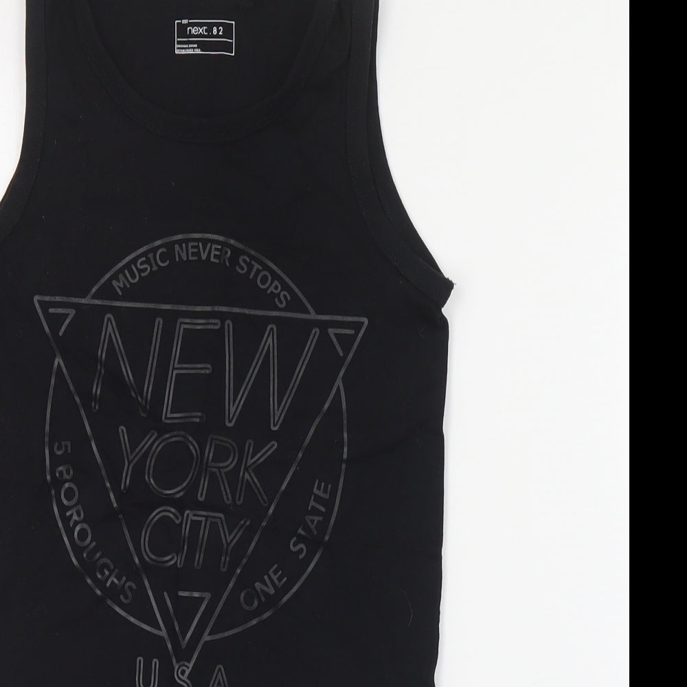 NEXT Boys Black  Cotton Basic Tank Size 8 Years Round Neck Pullover - NYC
