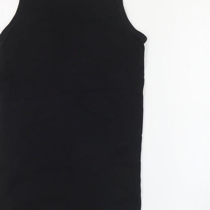 NEXT Boys Black  Cotton Basic Tank Size 8 Years Round Neck Pullover - NYC