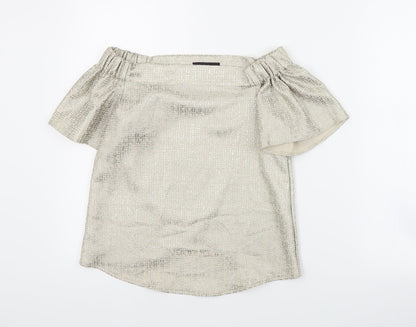 Primark Womens Gold  Polyester Basic Blouse Size 6 Off the Shoulder