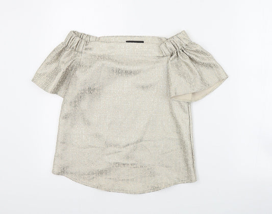 Primark Womens Gold  Polyester Basic Blouse Size 6 Off the Shoulder
