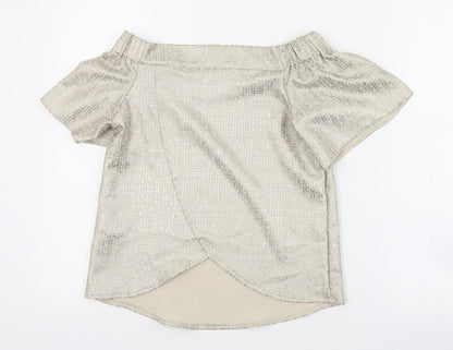 Primark Womens Gold  Polyester Basic Blouse Size 6 Off the Shoulder