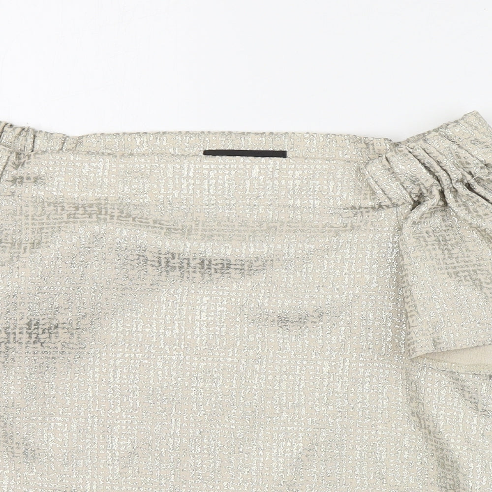 Primark Womens Gold  Polyester Basic Blouse Size 6 Off the Shoulder