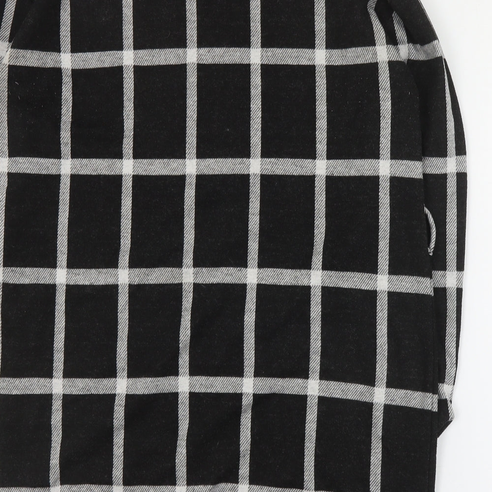 F&F Womens Black Plaid Polyester A-Line  Size 14  Round Neck Pullover
