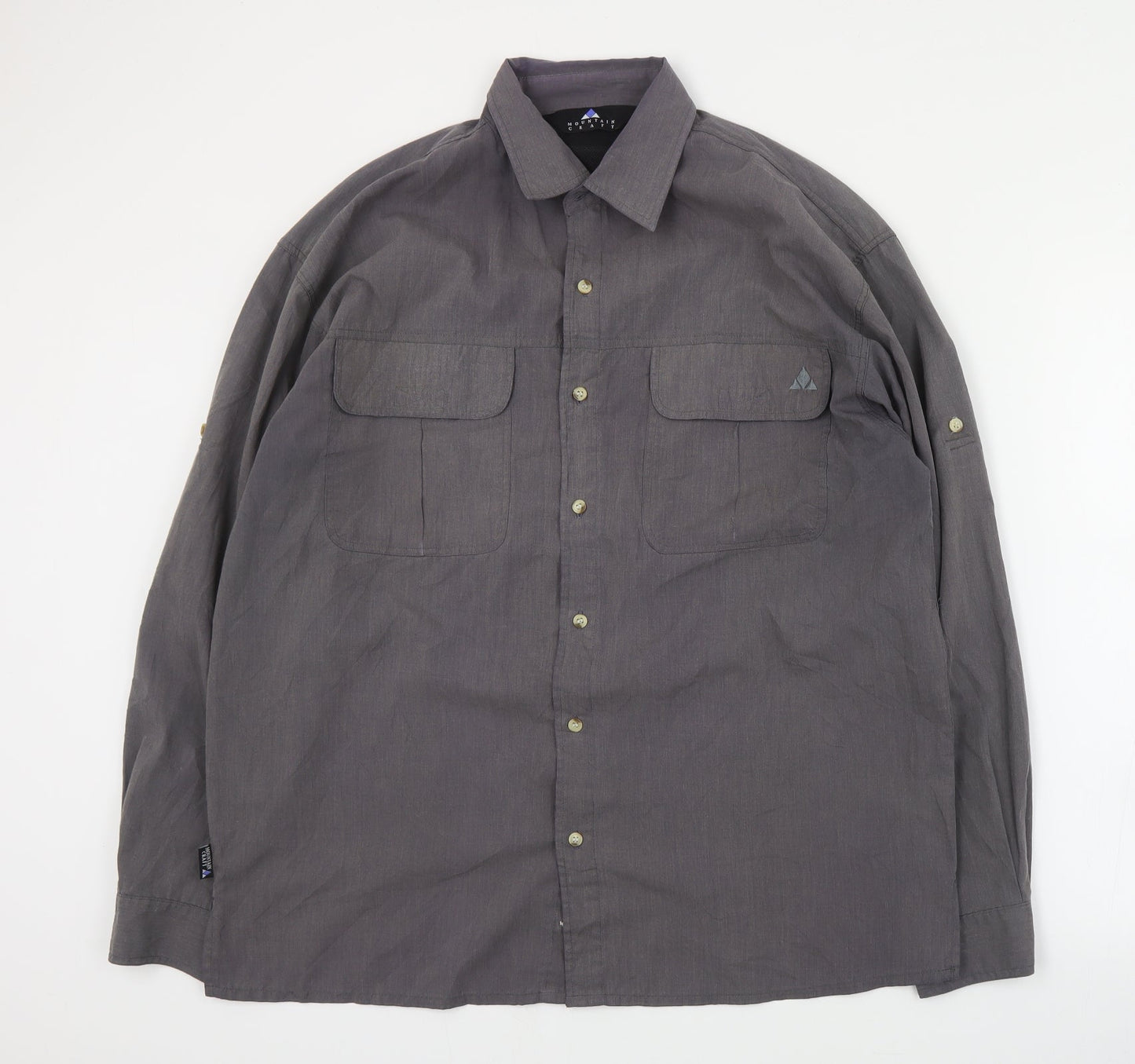 Mens UK Size L Mountain Craft Grey  Button-Up Long Sleeve Casual Shirt