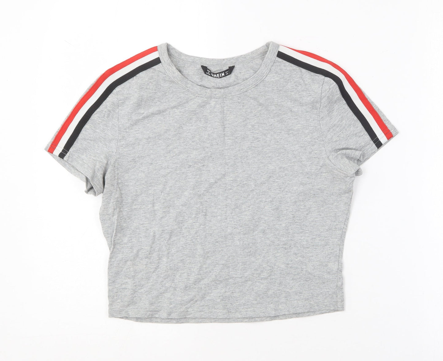 SheIn Womens Grey  Cotton Basic T-Shirt Size L Round Neck