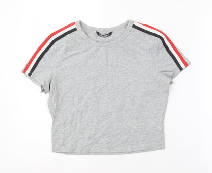 SheIn Womens Grey  Cotton Basic T-Shirt Size L Round Neck