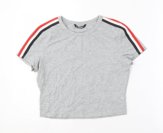 SheIn Womens Grey  Cotton Basic T-Shirt Size L Round Neck