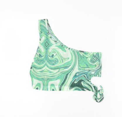 SheIn Womens Green  Polyester Cropped Blouse Size L One Shoulder