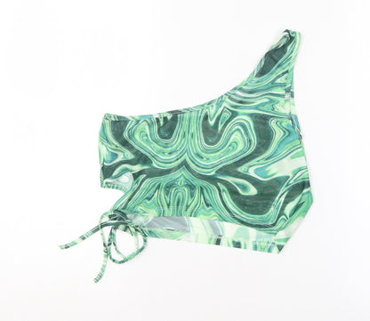 SheIn Womens Green  Polyester Cropped Blouse Size L One Shoulder