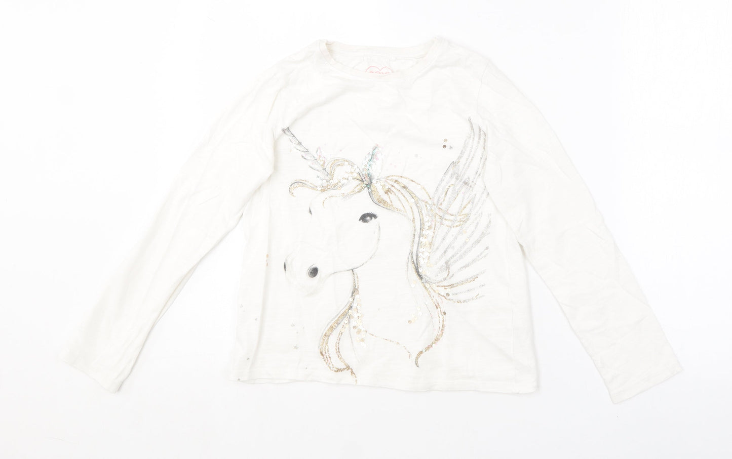 NEXT Girls White  Cotton Basic T-Shirt Size 10 Years Round Neck