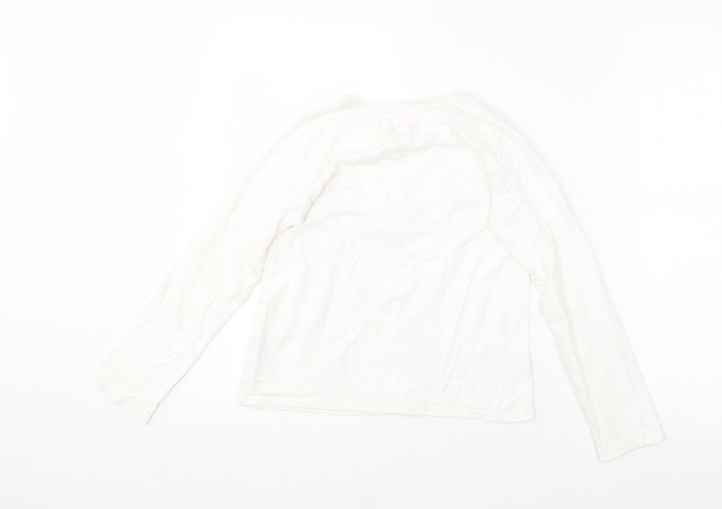 NEXT Girls White  Cotton Basic T-Shirt Size 10 Years Round Neck