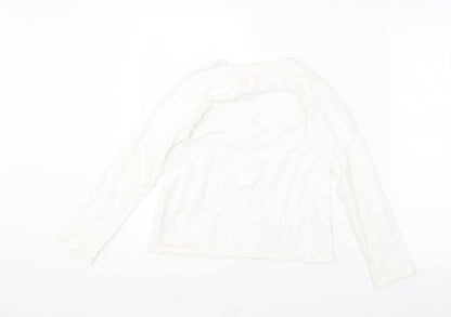 NEXT Girls White  Cotton Basic T-Shirt Size 10 Years Round Neck