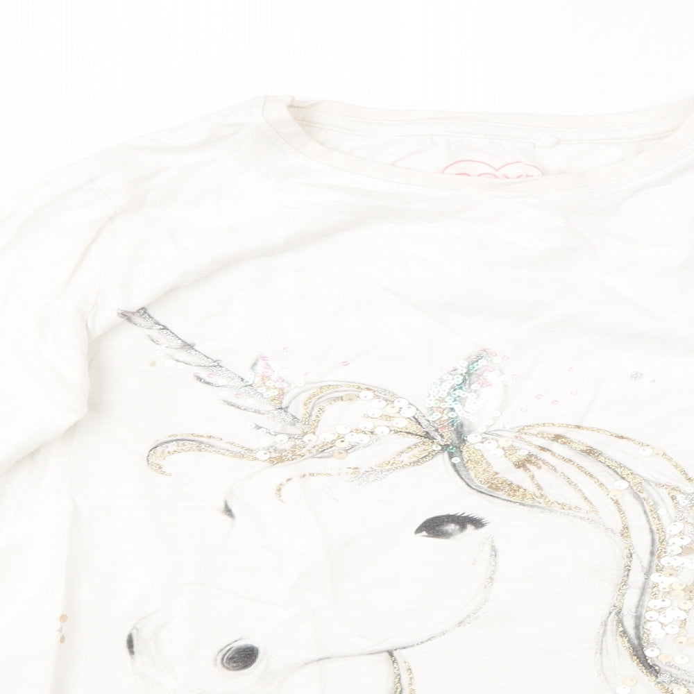 NEXT Girls White  Cotton Basic T-Shirt Size 10 Years Round Neck