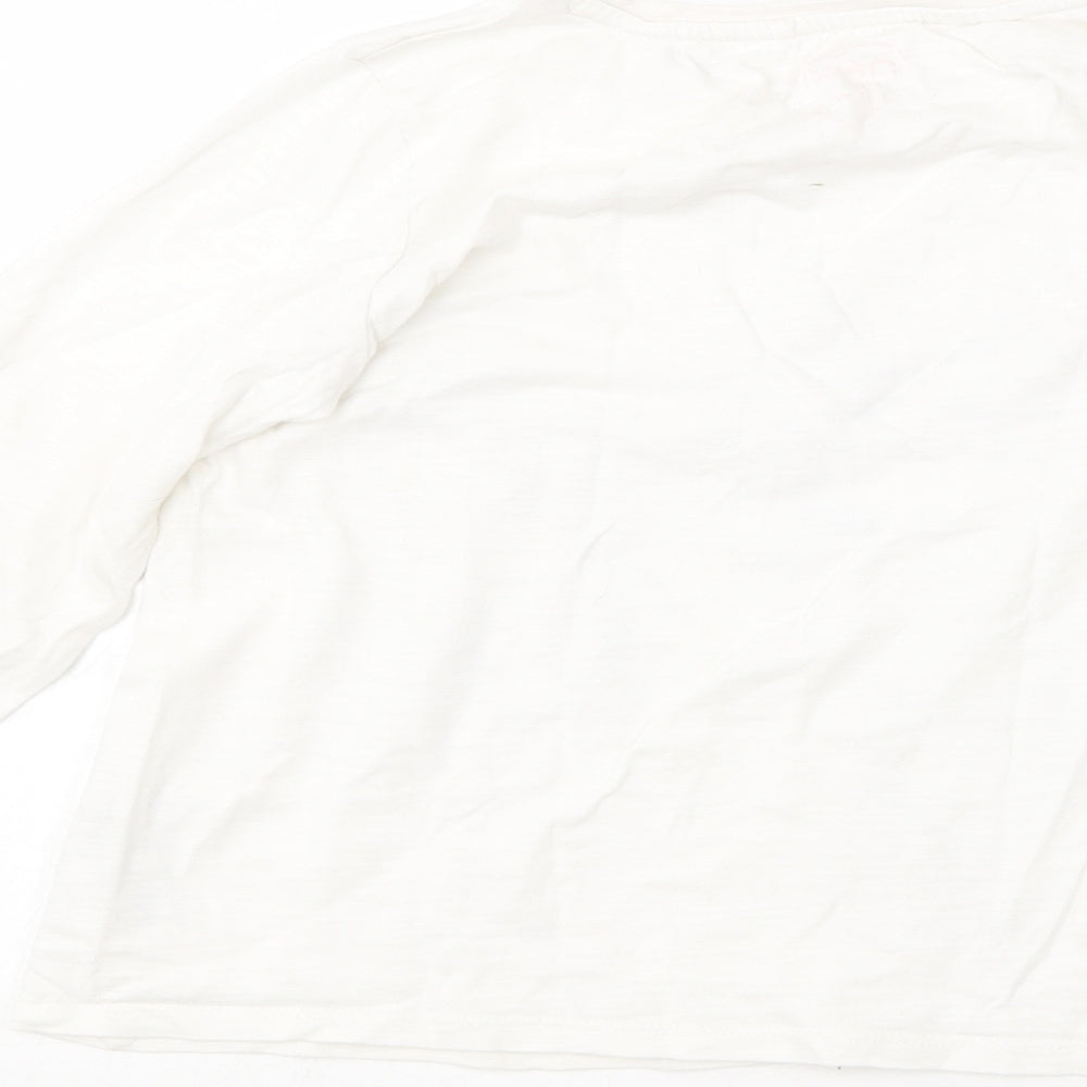NEXT Girls White  Cotton Basic T-Shirt Size 10 Years Round Neck