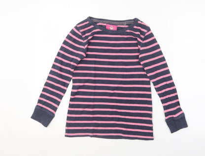 NEXT Girls Multicoloured Round Neck Striped Cotton Pullover Jumper Size 9 Years