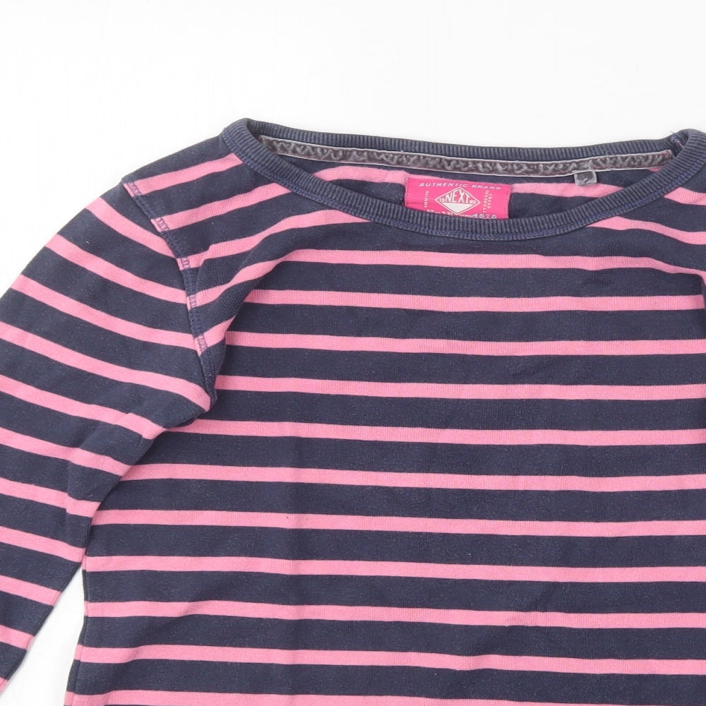 NEXT Girls Multicoloured Round Neck Striped Cotton Pullover Jumper Size 9 Years
