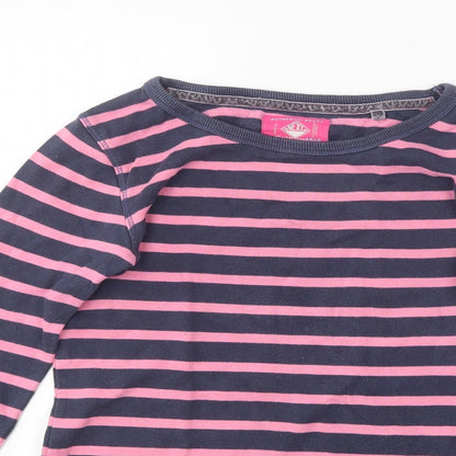 NEXT Girls Multicoloured Round Neck Striped Cotton Pullover Jumper Size 9 Years