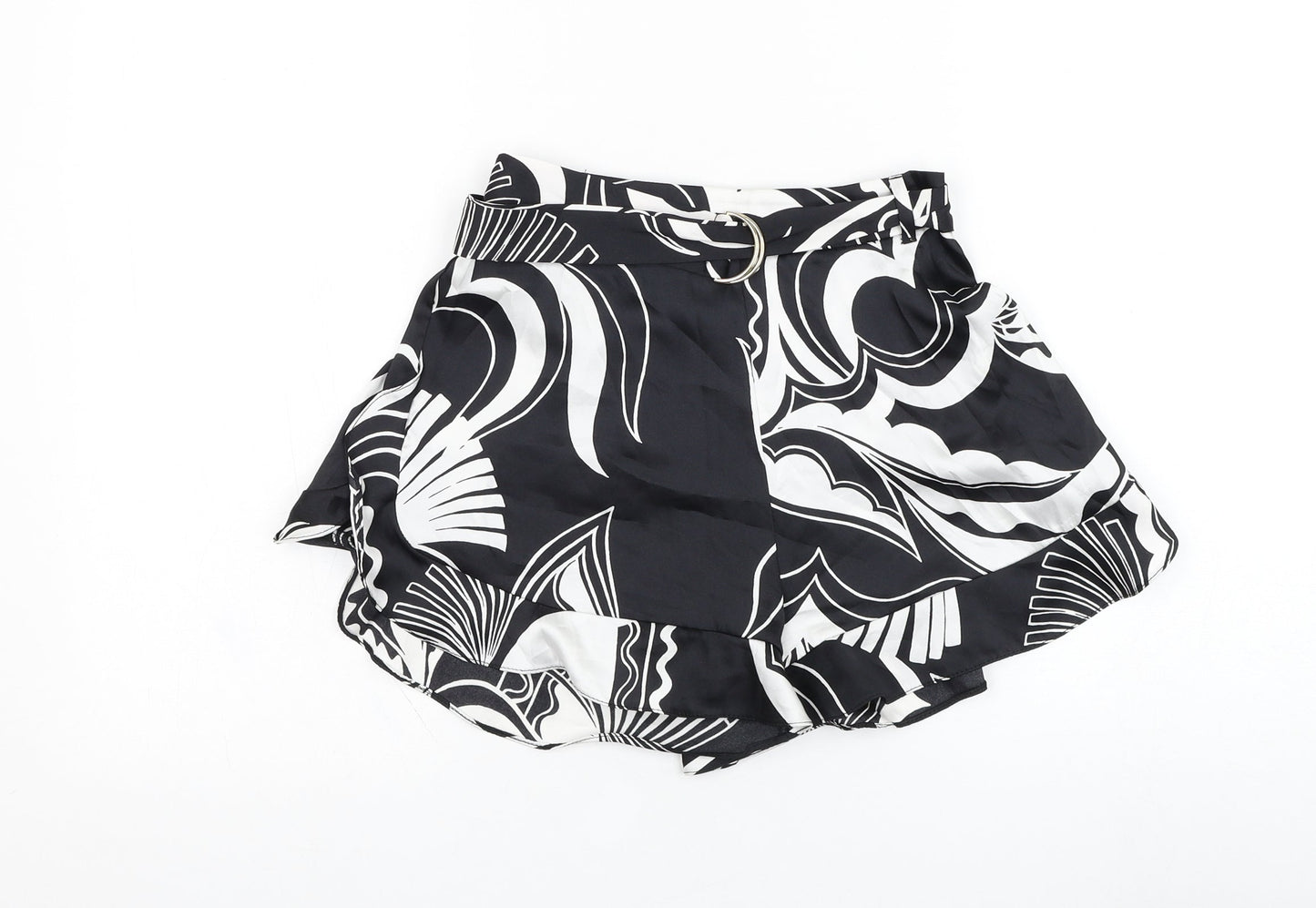 River Island Womens Black Geometric Polyester Bermuda Shorts Size S L3 in Regular