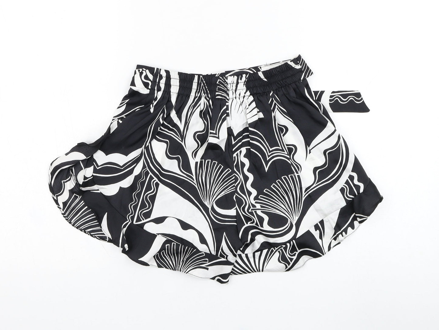 River Island Womens Black Geometric Polyester Bermuda Shorts Size S L3 in Regular