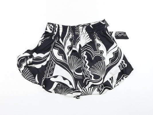 River Island Womens Black Geometric Polyester Bermuda Shorts Size S L3 in Regular