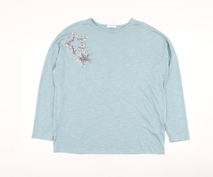 Womens UK Size M Papaya Blue Pullover Jumper