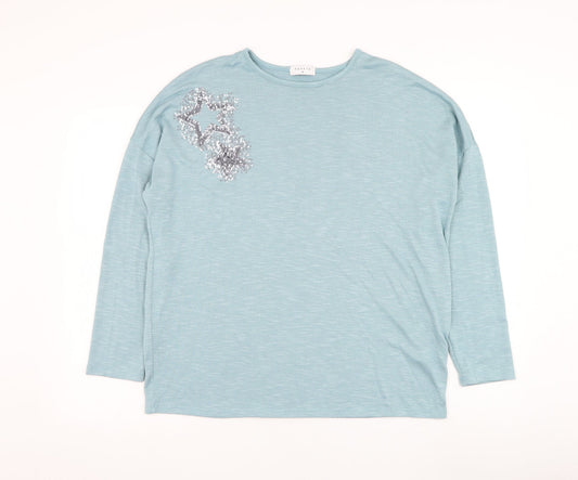 Womens UK Size M Papaya Blue Pullover Jumper