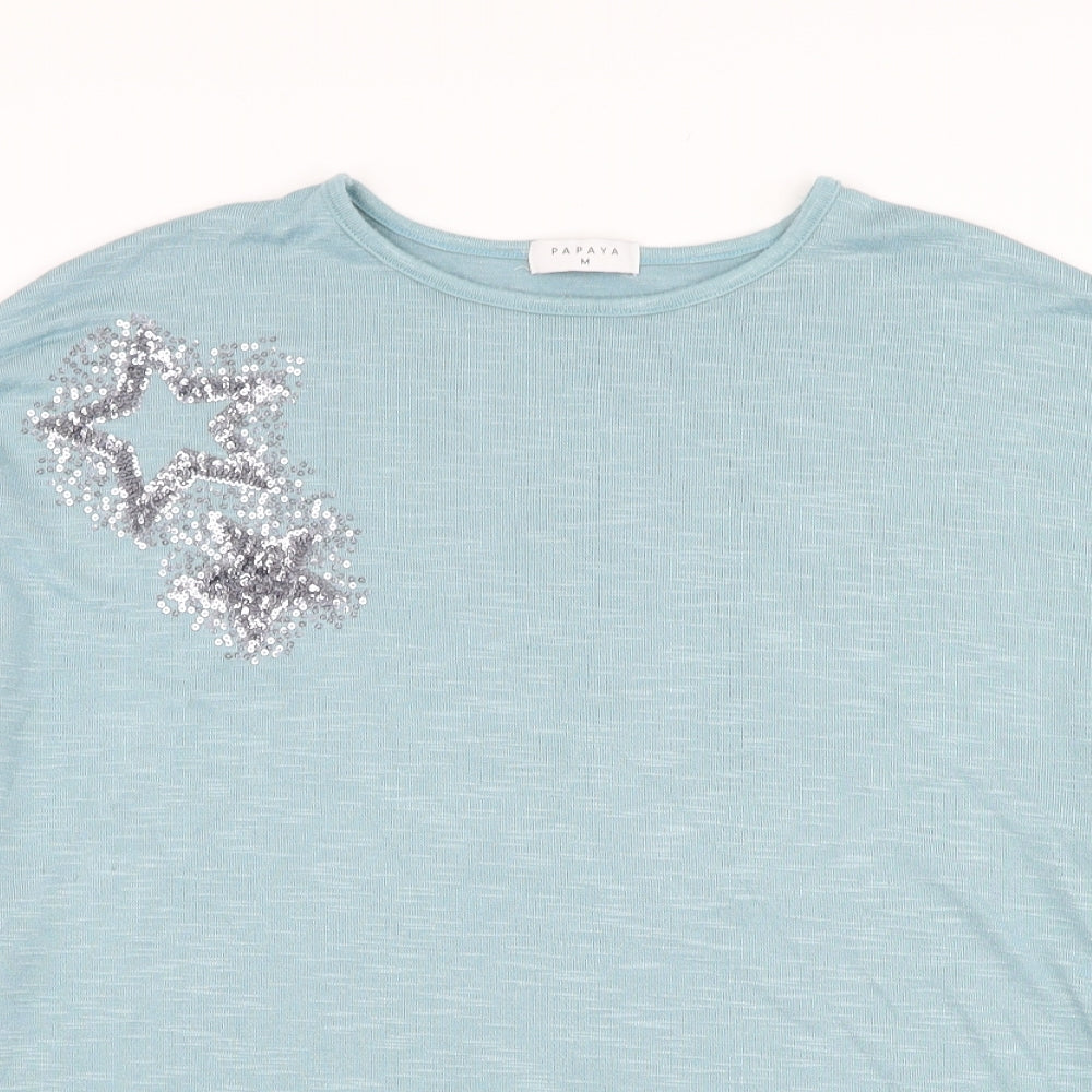 Womens UK Size M Papaya Blue Pullover Jumper